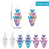 ANATTASOUL 4 Pairs 4 Colors Brass Butterfly Dangle Earrings EJEW-AN0003-80-2