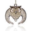 Antique Silver Plated Alloy Rhinestone Bird Pendants ALRI-J111-02AS-2