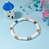 Natural White Shell Heishi Beads Stretch Bracelet BJEW-JB07266-01-2