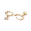 Clear Cubic Zircon Flower Dangle Hoop Earrings EJEW-B014-03G-2
