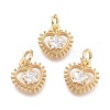 Brass Micro Pave Cubic Zirconia Pendants X-KK-P187-04G-1