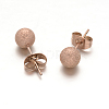 Textured 304 Stainless Steel Ball Stud Earrings X-EJEW-O052-16A-1