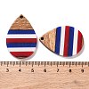 Independence Day Opaque Striped Resin & Walnut Wood Pendants RESI-U010-02S-3