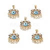 Lampwork Evil Eye Pendants with Colorful Cubic Zirconia ZIRC-L102-13G-05-1