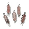 Natural Strawberry Quartz Faceted Double Terminal Pointed Hexagon Connector Charms G-G181-04P-03-1