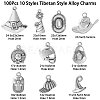 100Pcs 10 Styles Tibetan Style Alloy Pendants TIBEP-CJ0003-09-2