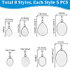 40Pcs 8 Styles 304 Stainless Steel Pendant Cabochon Settings STAS-PH0007-18-2