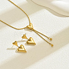 Sweet and Simple 201 Stainless Steel Heart Tassel Stud Earrings & Necklaces Set for Women EJ7179-1