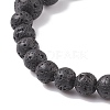 Natural Lava Rock & Coconut Stretch Bracelet with Gemstone Beads BJEW-JB08220-7