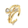 Brass Micro Pave Cubic Zirconia Cuff Open Rings RJEW-C163-11G-4