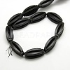 Natural Oval Black Stone Beads Strands G-P062-43-2
