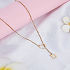 1Pc Letter & Heart Stainless Steel Lariat Necklaces for Women NJEW-LP0002-87G-D-3