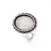 Vintage Adjustable Iron Finger Ring Components Alloy Cabochon Bezel Settings PALLOY-Q300-25AS-NR-1