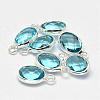 Oval Faceted Silver Color Plated Brass Glass Charms GLAA-O015-19S-1