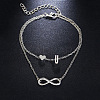 Alloy Infinity Heart Initial Charm Double Layer Anklets for Women FS-WG74AE6-21-1