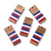 Independence Day Opaque Striped Resin & Walnut Wood Pendants RESI-U010-02X-1