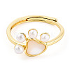 Natural Pearl Dog Paw Prints Adjustable Ring RJEW-T026-08G-4