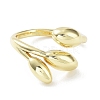 Leaf Rack Plating Brass Cuff Rings RJEW-D020-07G-2