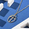 304 Stainless Steel Cubic Zirconia Twelve Constellations Runes Pendant Cable Chain Necklaces for Women NJEW-B121-02G-01-3