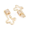 Brass Micro Pave Clear Cubic Zirconia Screw Carabiner Lock Charms KK-F814-29G-2