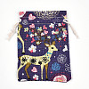 Flower Deer Printed Polycotton(Polyester Cotton) Packing Pouches Drawstring Bags ABAG-T004-10x14-36-1