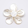 Natural White Shell Mother of Pearl Shell Flower Big Pendants X-SSHEL-J032MS-08-2