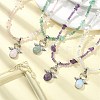 Natural & Synthetic Mixed Gemstone Angel Pendant Necklace with Shell Pearl Beaded Chains NJEW-JN04373-6
