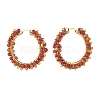 Natural Agate Beaded Hoop Earrings EJEW-JE04847-5