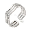 304 Stainless Steel Triple Line Open Cuff Ring for Women RJEW-M149-02P-3