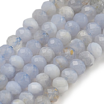 Faceted Rondelle Natural Blue Lace Agate Beads Strands G-F289-04A-1
