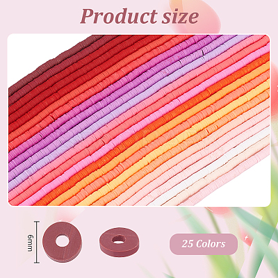 2 Bags Fixed Mixed 25-Color Handmade Polymer Clay Beads CLAY-PH0002-01A-1