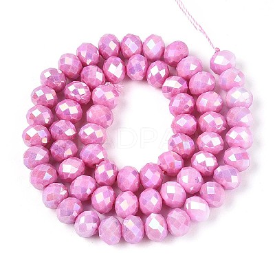 Anti-Tarnish Electroplate Rondelle Glass Beads Strands EGLA-T021-8mm-17-08-1