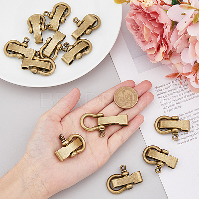 12Pcs Tibetan Style Alloy D-Ring Anchor Shackle Clasps FIND-FH0008-01-1