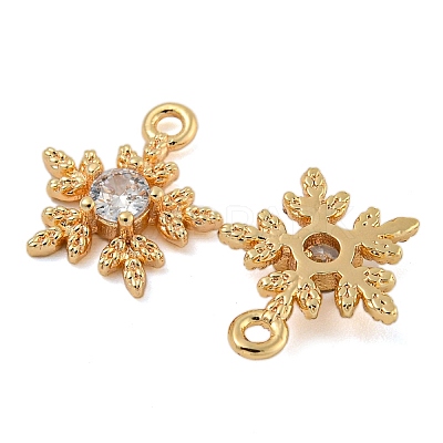 Flower Brass Micro Pave Cubic Zirconia Pendants X-KK-N254-102G-01-1