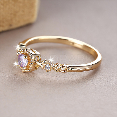 Brass Micro Pave Cubic Zirconia Finger Rings WG08FB0-01-1