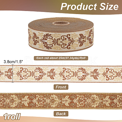 25M Polyester Jacquard Flower Ribbon OCOR-WH0088-82A-1
