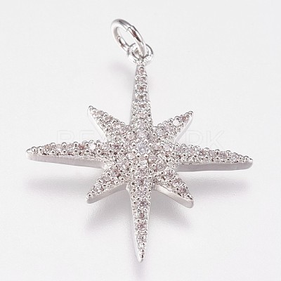 Brass Micro Pave Cubic Zirconia Pendants ZIRC-E145-52-1