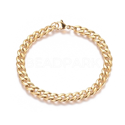 Unisex 304 Stainless Steel Curb Chain/Twisted Chain Bracelets STAS-D0002-40G-1