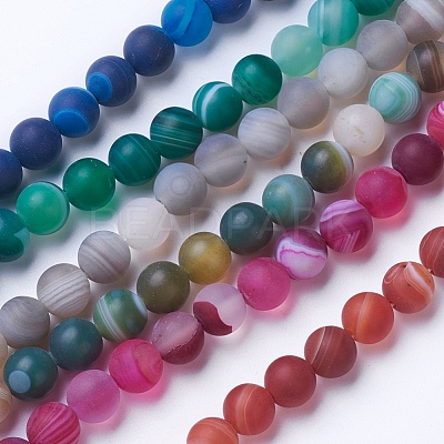 Natural Grade A Striped Agate/Banded Agate Beads Strands G-E478-6mm-1