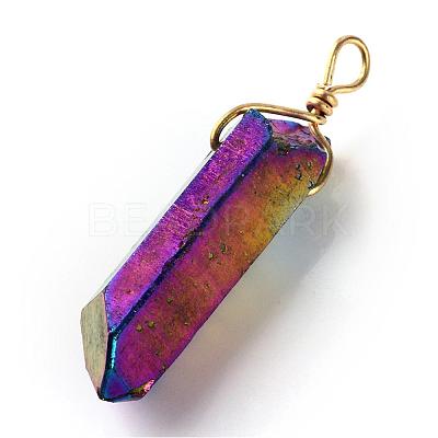 Electroplate Natural Crystal Pendants G-Q458-37-1