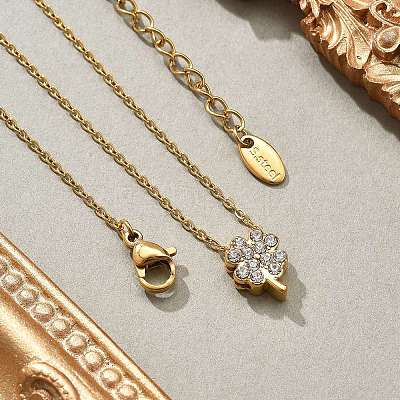304 Stainless Steel Crystal Rhinestone Pendant Cable Chain Necklaces for Women NJEW-C062-01C-G-1