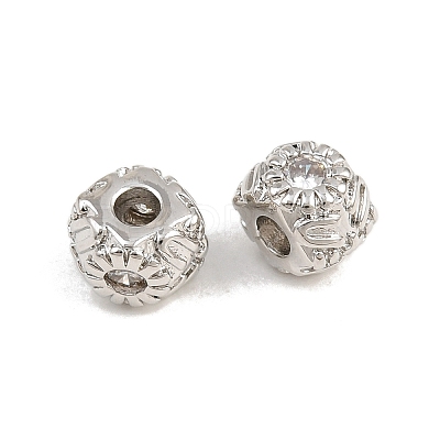 Brass Micro Pave Clear Cubic Zirconia Beads KK-CBA78C7-06P-1
