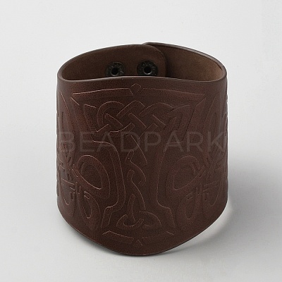 Imitation Leather Witch Knot Cord Bracelet with Alloy Buckles BJEW-WH0020-63B-01-1