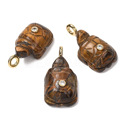 Natural Tiger Eye Carved Pendants G-H357-03G-08-1