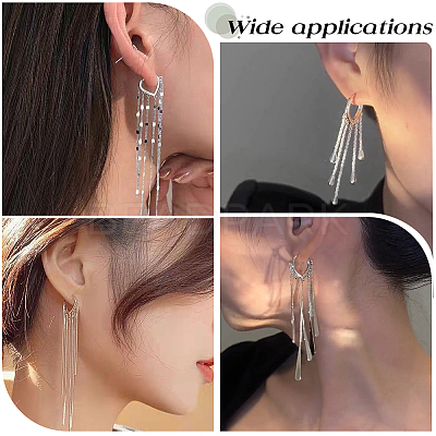 2 Pairs 925 Sterling Silver Hoop Earring Findings STER-BBC0007-15-1