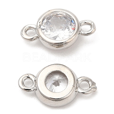 Eco-Friendly Rack Plating Brass Pave Clear Cubic Zirconia Connector Charms KK-A186-06P-1