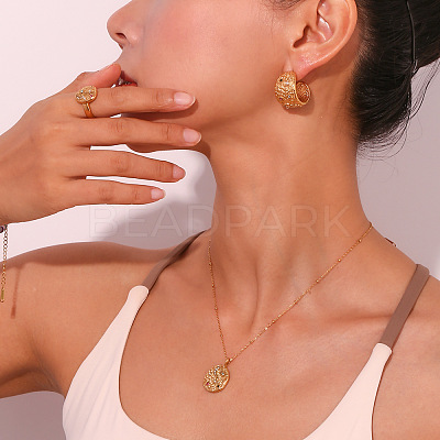 304 Stainless Steel Colorful Rhinestone Oval with Moon Star Pendant Necklaces for Women WG3D517-01-1