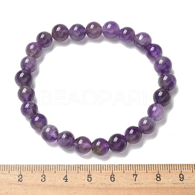 Natural Amethyst Bead Stretch Bracelets BJEW-K212-B-034-1