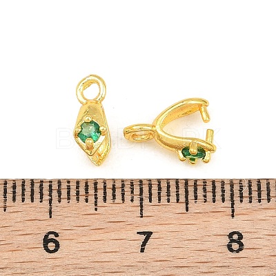 Brass Micro Pave Cubic Zirconia Ice Pick and Pinch Bails KK-G557-44G-1