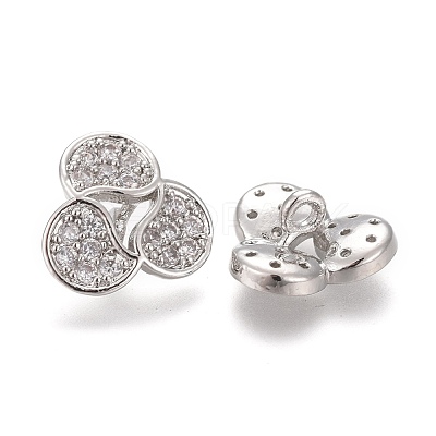Brass Micro Pave Clear Cubic Zirconia Shank Buttons KK-H738-08P-1